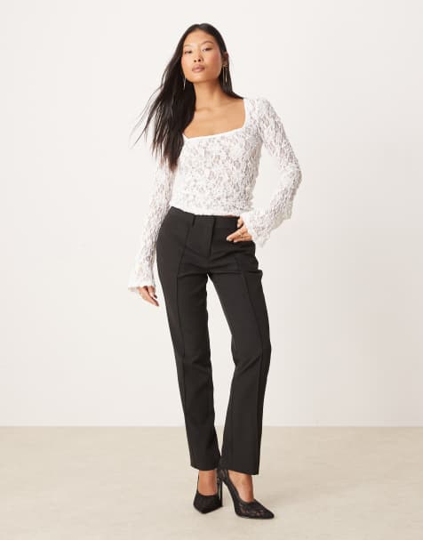 Miss Selfridge Petite seam detail cigarette trouser in black