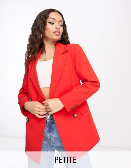 Miss Selfridge Petite – Czerwona marynarka o wydłużonym, dopasowanym kroju