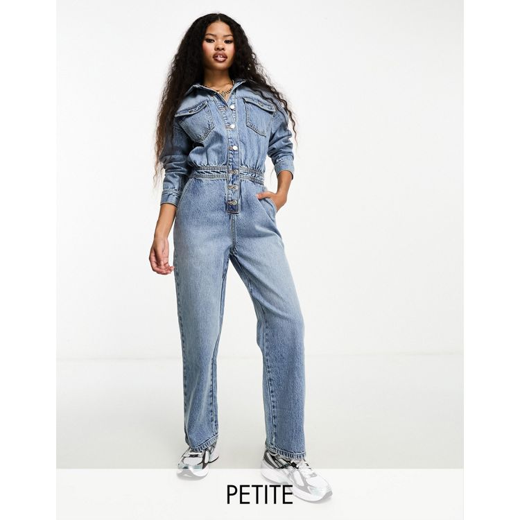 In The Style long sleeve denim jumpsuit in blue