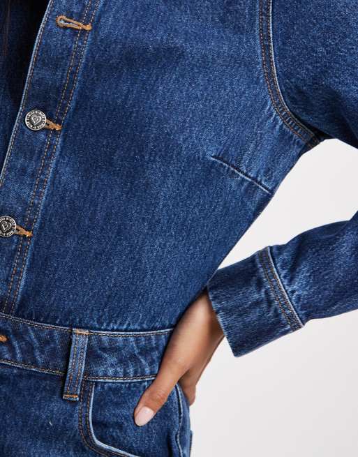Miss Selfridge Petite denim boilersuit in indigo wash