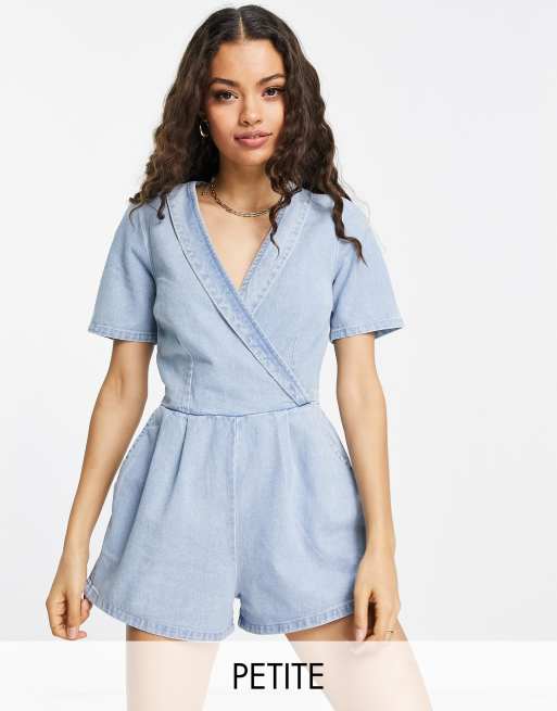 Petite store denim playsuit