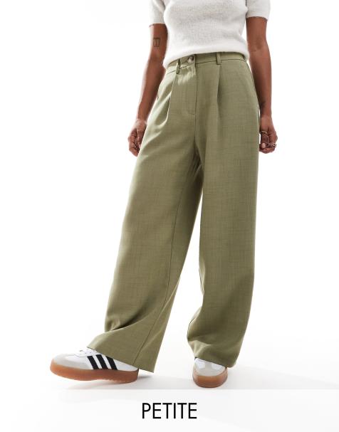 Miss Selfridge Petite – Elegante Dad-Hose in Khaki mit weitem Schnitt - view 1