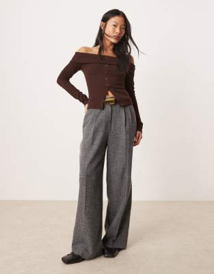 Miss Selfridge Petite - Elegante Hose in Grau mit weitem Schnitt