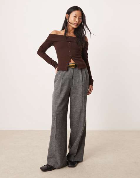 Miss Selfridge Petite – Elegante Hose in Grau mit weitem Schnitt - view 1