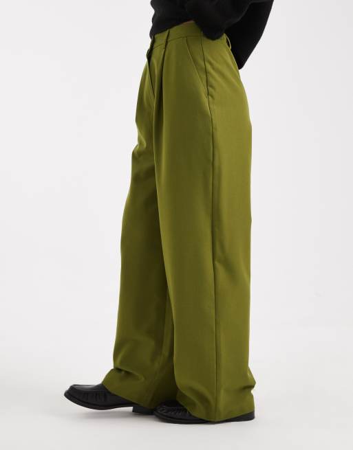 Miss Selfridge Petite – Elegante Hose in Tannengrün mit weitem Bein, 2 von 5