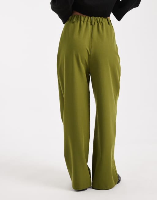 Miss Selfridge Petite – Elegante Hose in Tannengrün mit weitem Bein, 4 von 5