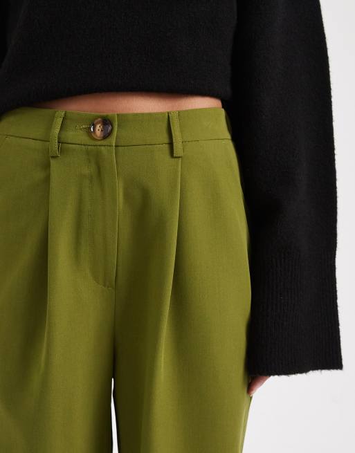 Miss Selfridge Petite – Elegante Hose in Tannengrün mit weitem Bein, 5 von 5