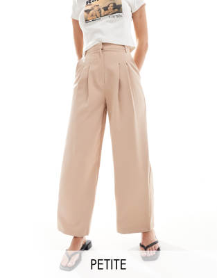 Miss Selfridge Petite - Elegante Hose in Taupe mit weitem Schnitt-Neutral