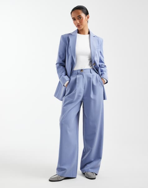 Miss Selfridge Petite – Elegante Hose in Zartblau mit weitem Schnitt - view 1