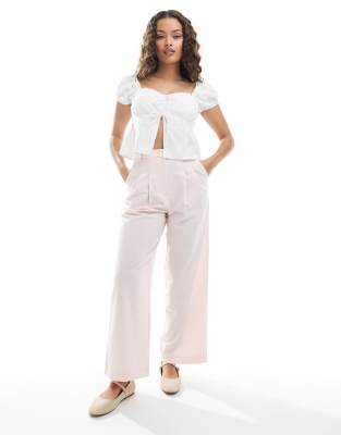 Miss Selfridge Petite - Elegante Hose mit weitem Schnitt in Rosa
