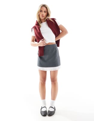 Miss Selfridge Petite - Eleganter doppellagiger Rock in Grau