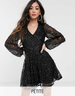 black embellished skater dress