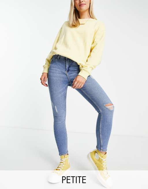 Miss Selfridge petite emily jean in mid wash rip - MBLUE