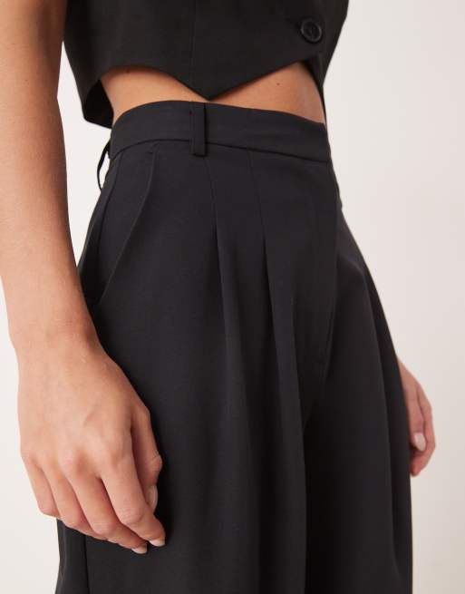 Miss Selfridge Petite – Essential – Czarne spodnie z szerokimi nogawkami, 3 z 5