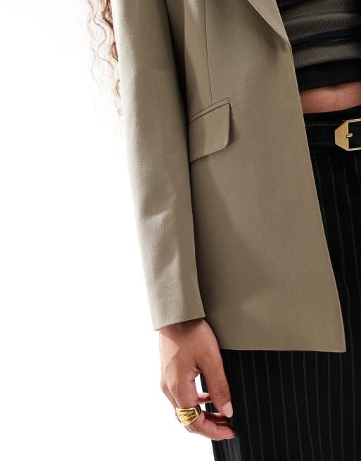 Miss Selfridge Petite - Essential - Kakifarvet blazer med afslappet pasform, 3 af 4