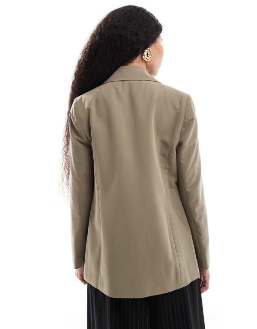 Miss Selfridge Petite - Essential - Kakifarvet blazer med afslappet pasform, 4 af 4