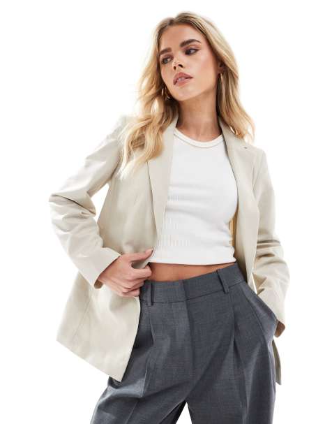 Miss Selfridge Petite essential blazer in stone