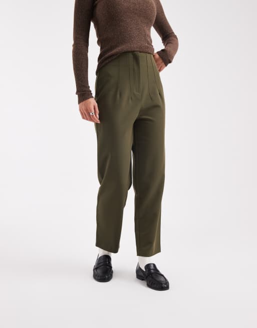Miss Selfridge Petite - Essentials - Cigarette broek in olijfgroen, 3 van 5