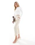 [Miss Selfridge Petite] Miss Selfridge Petite essentials cigarette pants in cream-Black 12 Cream