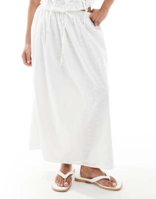 eyelet maxi skirt in white