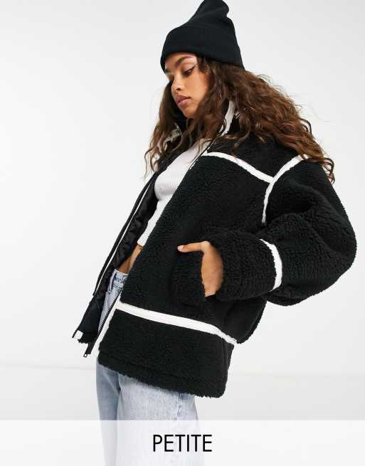 Petite faux best sale fur black coat