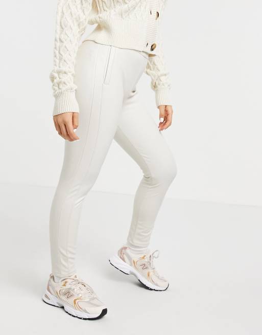 Miss Selfridge Petite faux leather leggings in cream