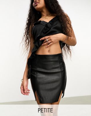 Miss Selfridge Petite faux leather mini skirt in black  - ASOS Price Checker