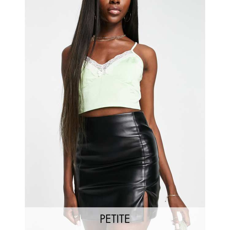 Miss Selfridge Petite faux leather mini skirt with side split in black ClassicfuncenterShops