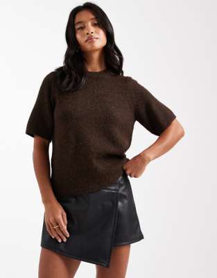 Miss Selfridge Petite Faux Leather Skort In Black