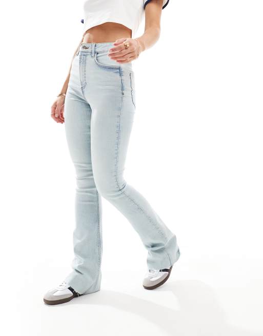 Miss Selfridge Petite flare jean in bleach wash, 4 of 5