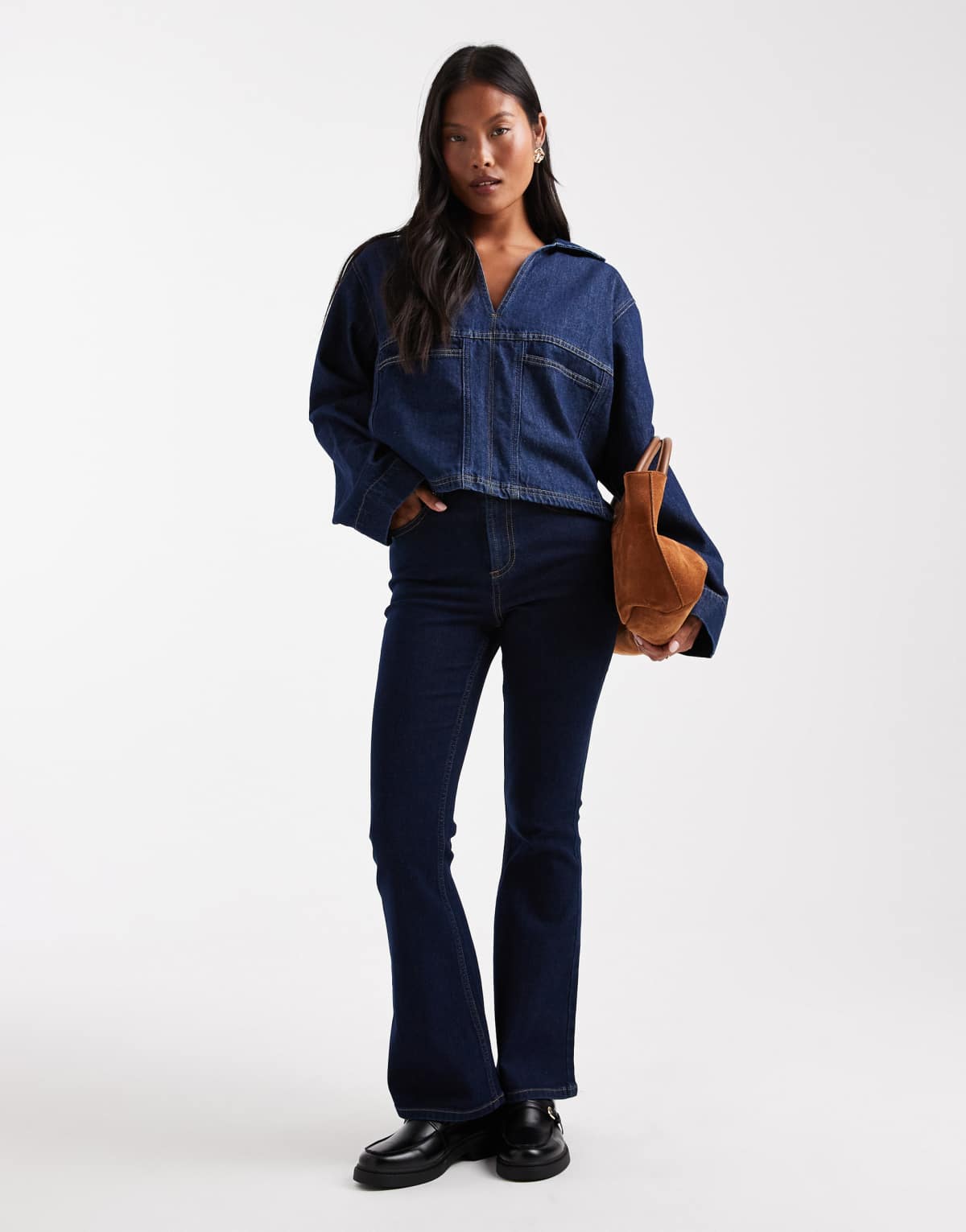 Miss Selfridge Petite flare jean in indigo wash