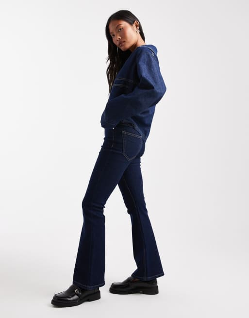 Miss Selfridge Petite flare jeans in indigo wash