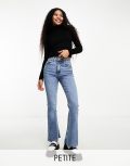 Miss Selfridge Petite flare jeans in mid blue wash