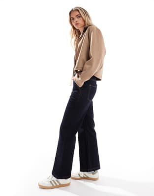 Miss Selfridge Petite flare wide leg jean in indigo