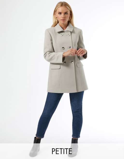 Miss Selfridge Petite formal coat in gray ASOS