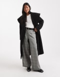 [Miss Selfridge Petite] Miss Selfridge Petite formal wrap coat in black 12 BLACK