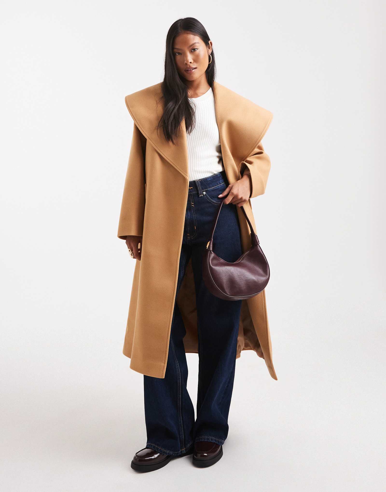 Миниатюрное вечернее пальто с запахом от мисс Селфридж из верблюжьей шерсти