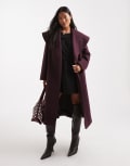[Miss Selfridge Petite] Miss Selfridge Petite formal wrap coat in plum-Purple 16 Plum