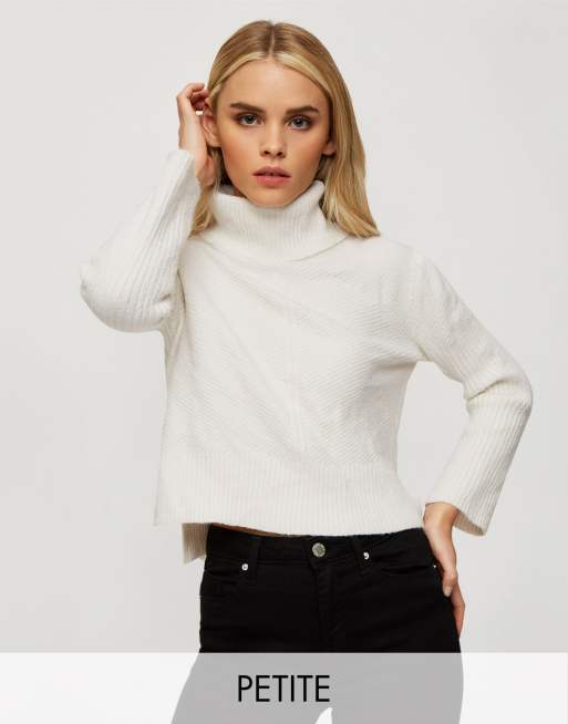 Miss Selfridge Petite funnel neck jumper in cream ASOS