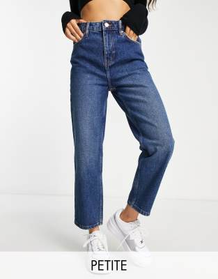 Miss Selfridge Petite - Gerade geschnittene Jeans in dunkler Waschung-Blau