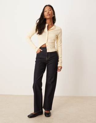 Miss Selfridge Petite - Gerade geschnittene Jeans in Indigoblau mit Languettenstich und Taschen