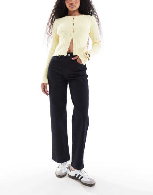 Miss Selfridge Petite – Gerade geschnittene Jeans in indigoblauer Waschung 