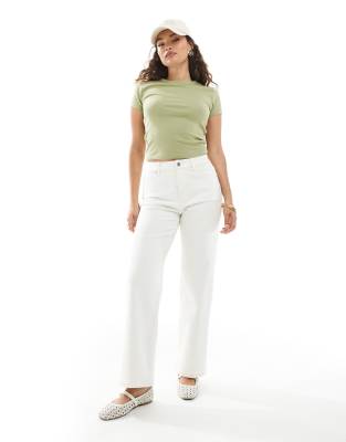 Miss Selfridge Petite - Gerade geschnittene Jeans mit herzförmigen Taschen-Weiß