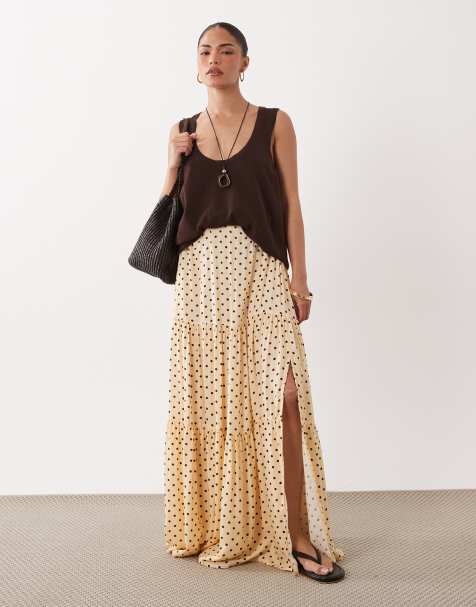 Miss Selfridge Petite - Gonna lunga a balze a pois - view 1