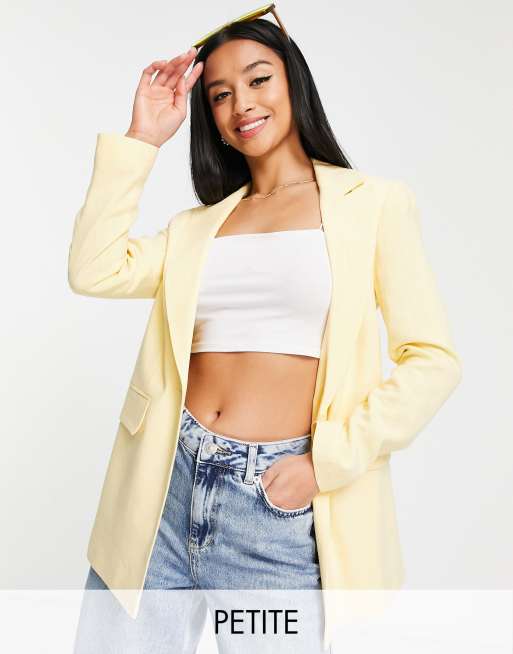 Miss Selfridge Petite – Gul kavaj i linnemix