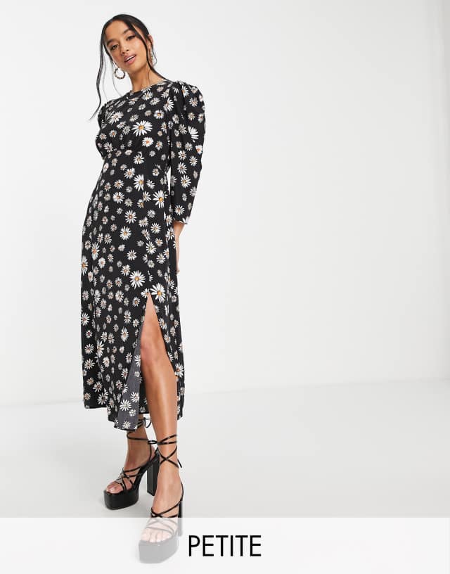 Miss Selfridge Petite half sleeve midi dress in daisy print