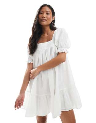 Miss Selfridge Petite - Hängerkleid aus Voile in Weiß