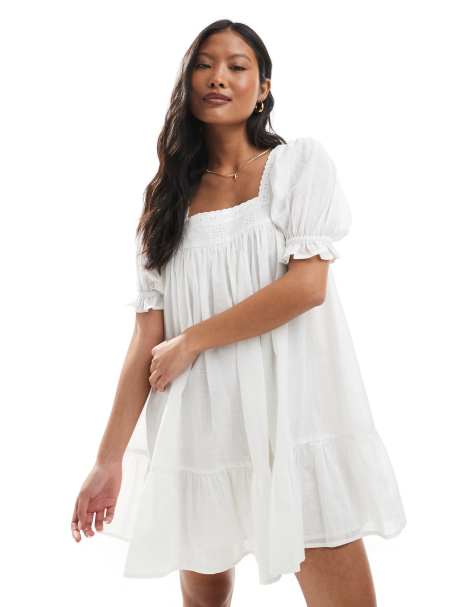 Miss Selfridge Petite – Hängerkleid aus Voile in Weiß - view 1