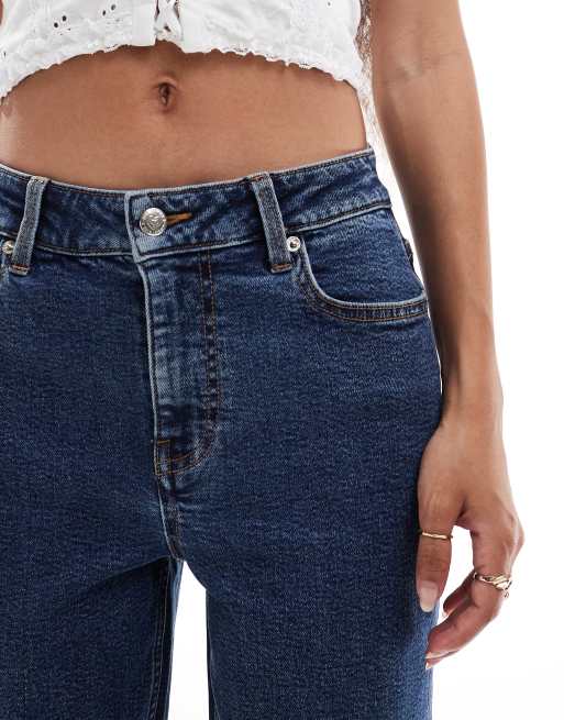 Miss Selfridge Petite heart pocket straight leg jeans in indigo wash