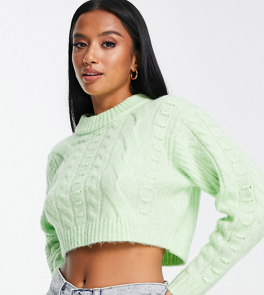 Miss Selfridge Petite heritage chunky cable in green